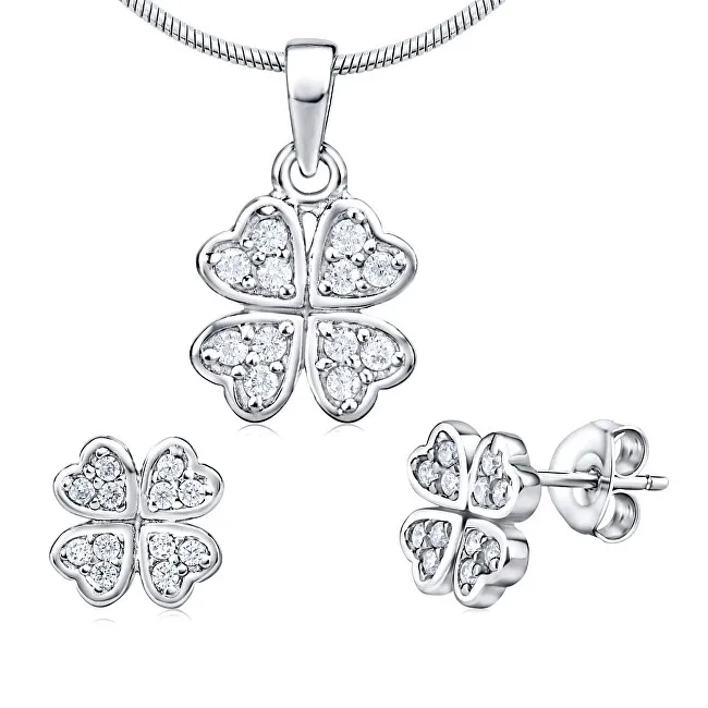 Silvego Set quadrifoglio in argento JJJS2238 (orecchini, pendente) donna