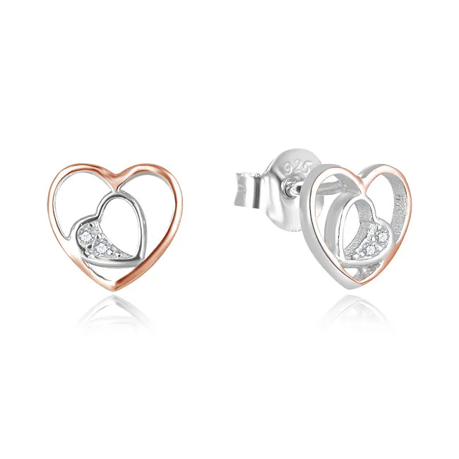 Beneto Orecchini romantici a forma di cuore bicolore AGUP2688-RHR donna