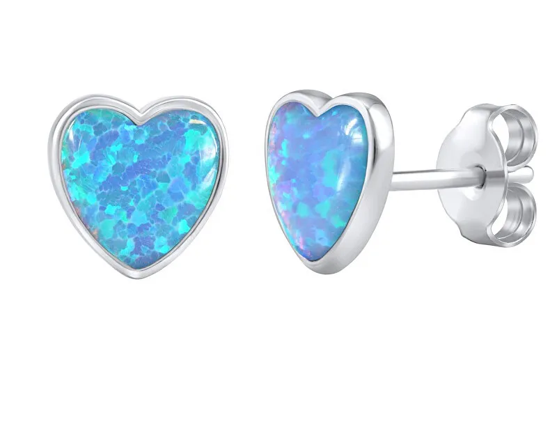 Silvego Orecchini a cuore con opali sintetici blu LPS0857B donna