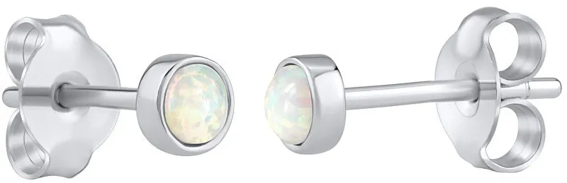 Silvego Orecchini in argento con opale sintetico bianco LPS0933W donna