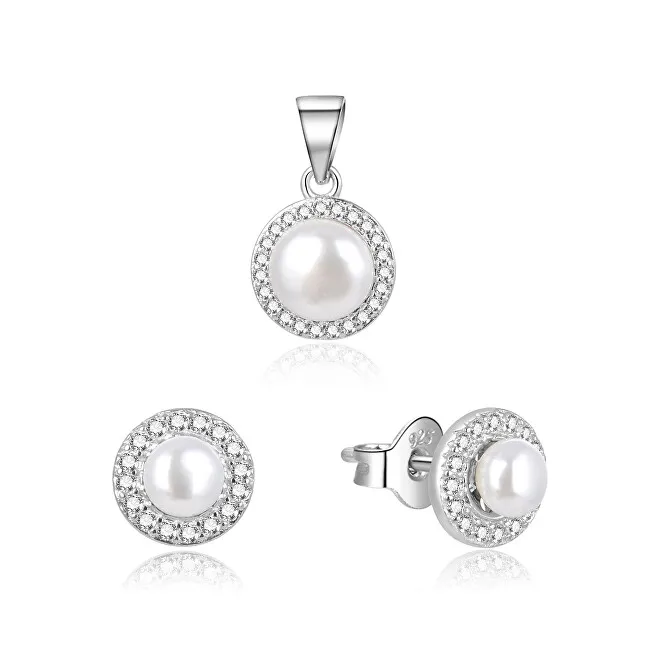 Beneto Bellissimo set di gioielli in argento con perle di fiume AGSET278L (pendente, orecchini) donna