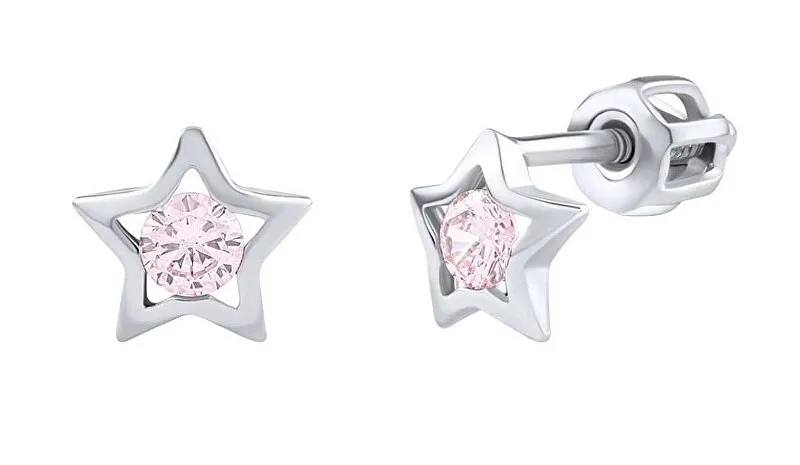 Silvego Orecchini a bottone in argento con zirconi rosa Adina SILVEGOB70493BDSP donna
