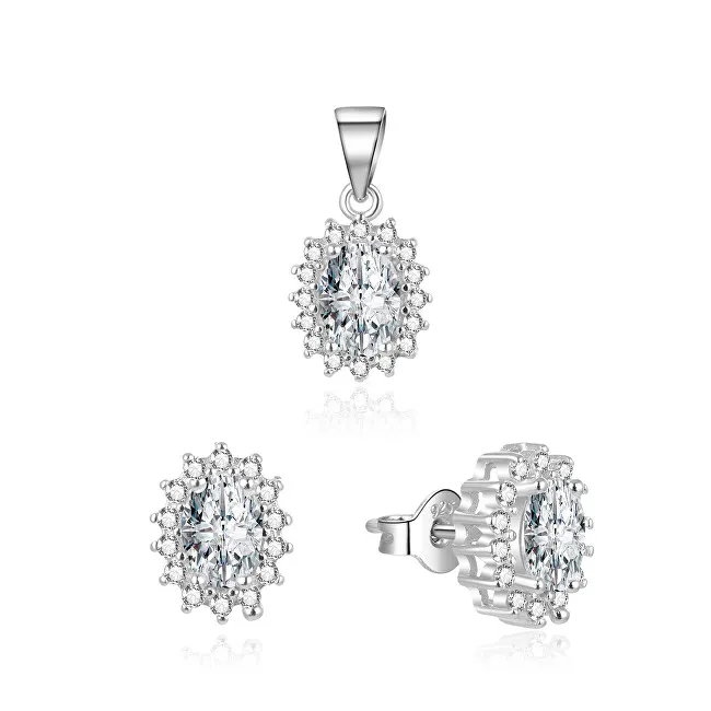 Beneto Parure di gioielli in argento con zirconi AGSET159 (pendente, orecchini) donna