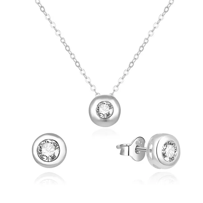 Beneto Delicato set di gioielli in argento con zirconi AGSET191R (collana, orecchini) donna
