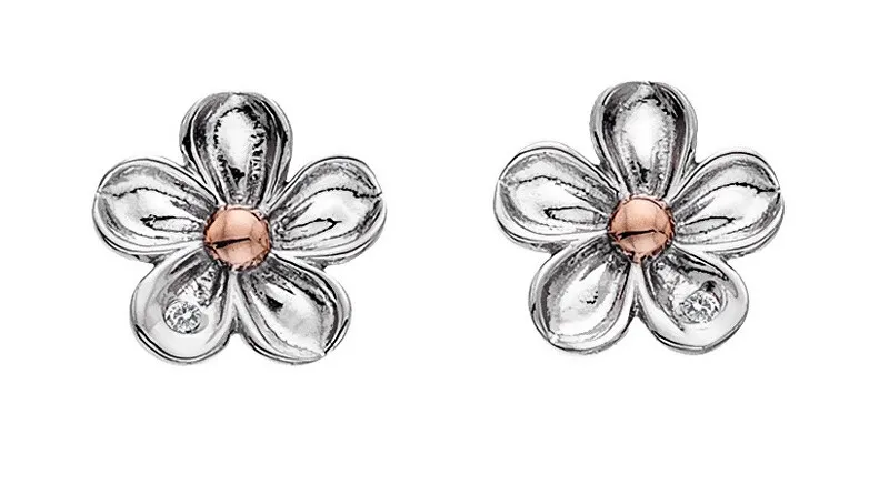 Hot Diamonds Orecchini a forma di fiore in argento con diamanti Non ti scordar di me DE618 donna