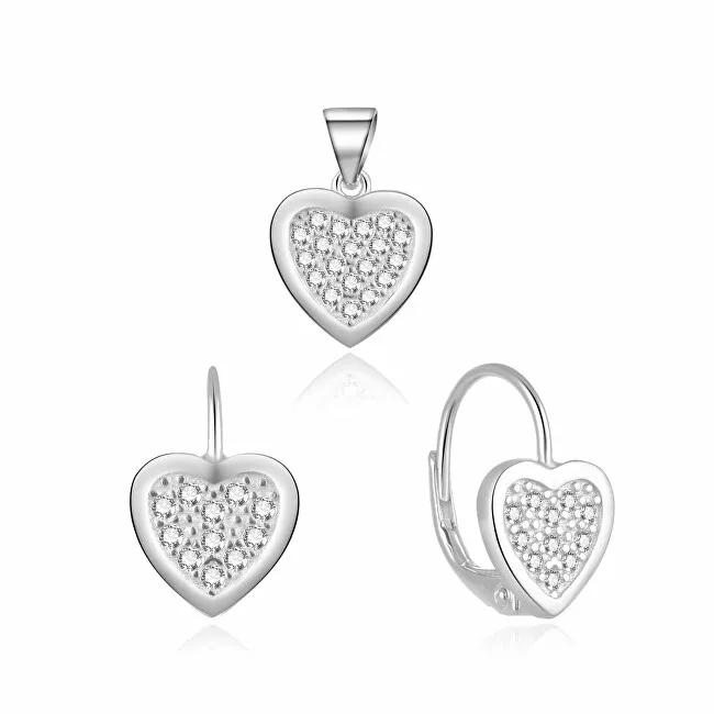 MOISS Set di gioielli romantici in argento a forma di cuore S0000272 (pendente, orecchini) donna