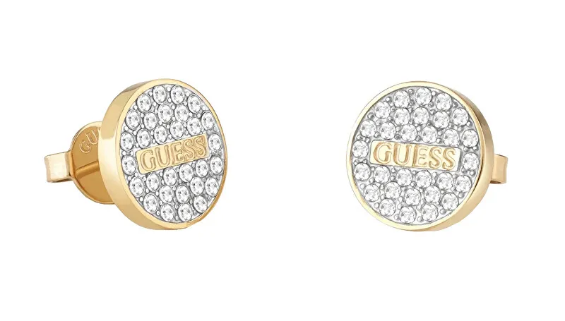Guess Orecchini a bottone glitterati placcati oro JUBE02155JWYGT/U donna