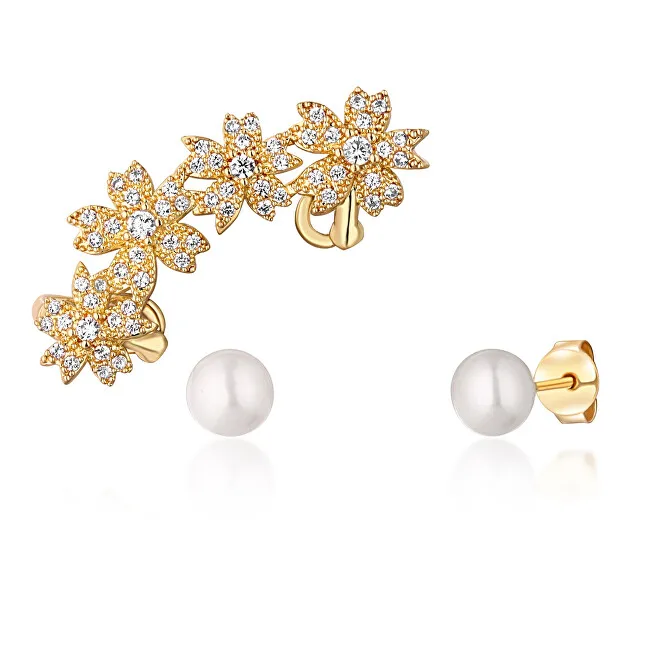 JwL Luxury Pearls Bellissimo set di orecchini placcati in oro (1 orecchino, 2 orecchini con pietra) JL0780 donna