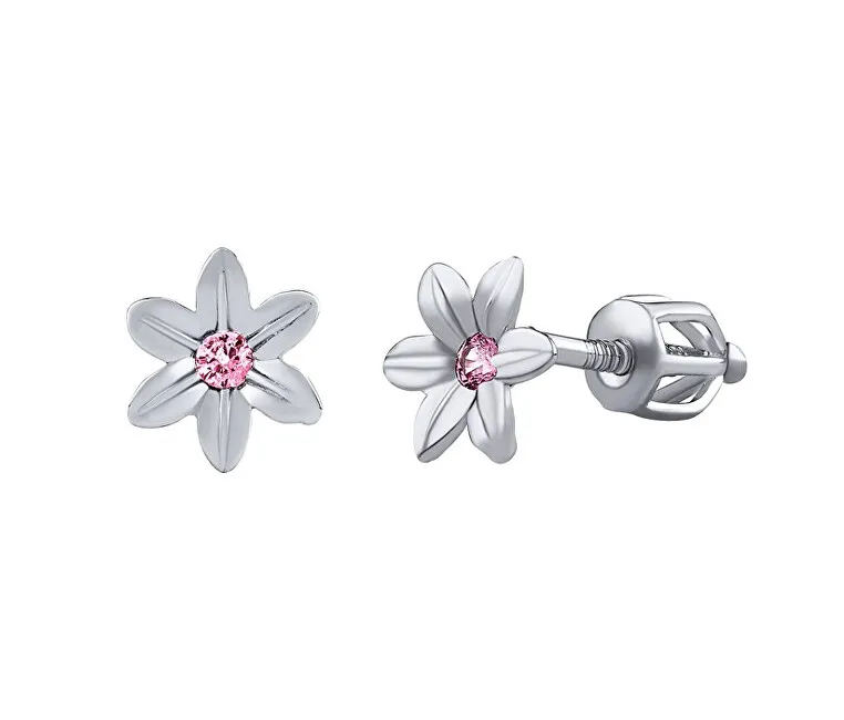 Silvego Orecchini a forma di fiore in argento con zirconi rosa brillanti SILVEGOB70449BDSP donna