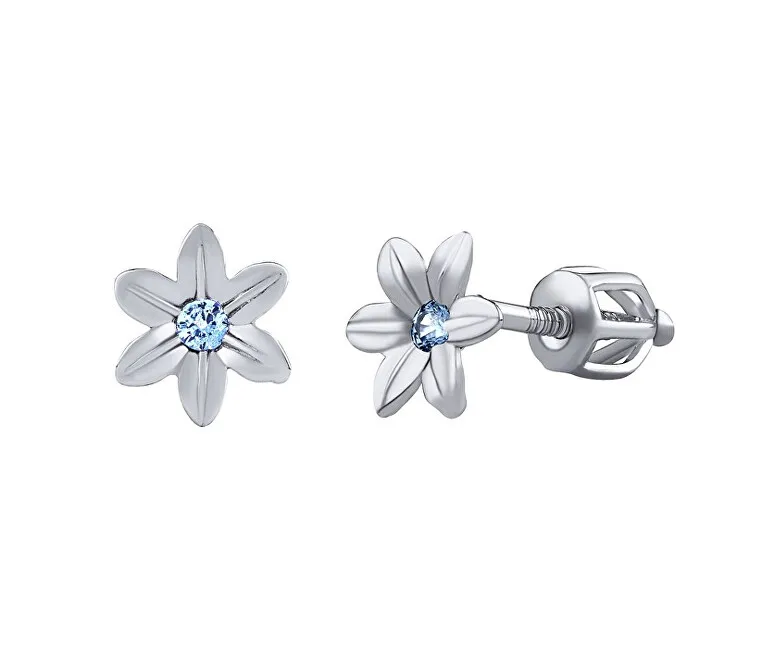 Silvego Orecchini a forma di fiore in argento con zirconi blu brillanti SILVEGOB70449BDSLB donna