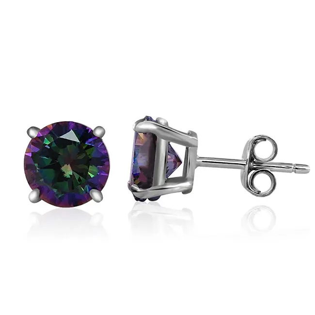 MOISS Orecchini a bottone popolari con zirconi E000116 - Diametro: 0,8 cm da donna