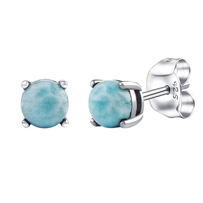 Silvego Orecchini a bottone in argento con autentico Larimar naturale JJJLRD6ELR donna