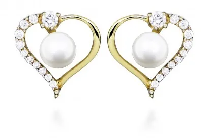 Gatto in argento Orecchini romantici con zirconi cubici placcati in oro SC518 donna