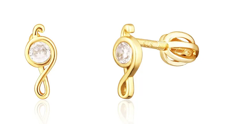 JVD Orecchini a forma di chiave di violino placcati in oro con zircone SVLE1822XH2GOSR donna