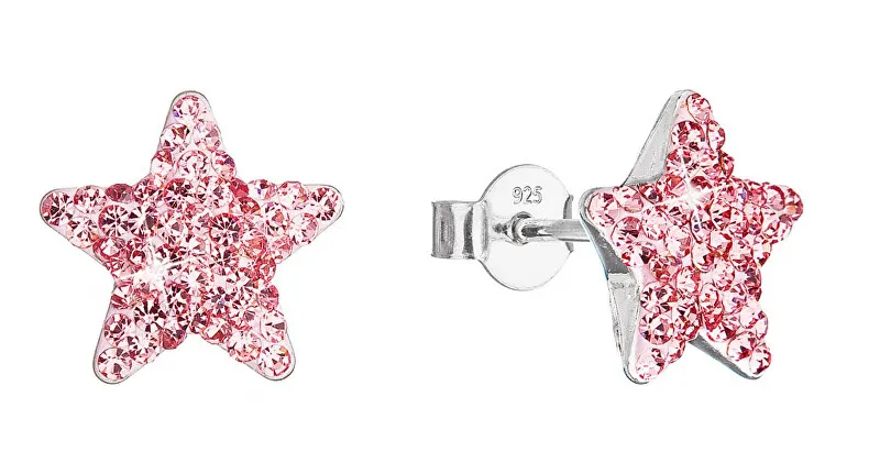 Evolution Group Orecchini in argento Stelle con cristilla Preciosa 31312.3 rosa chiaro donna