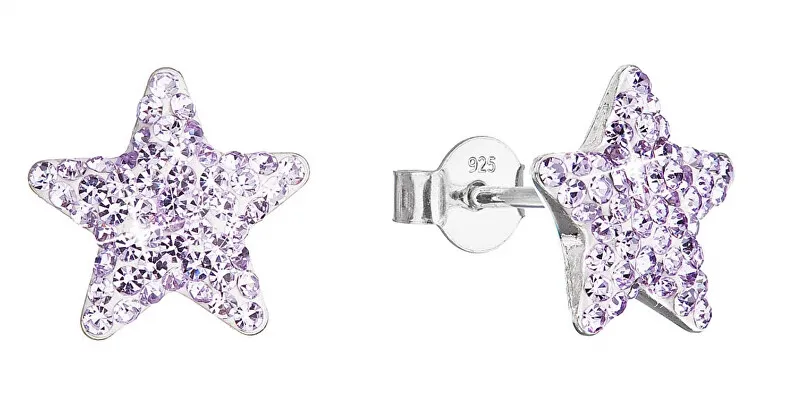 Evolution Group Orecchini in argento Stelle con cristilla Preciosa 31312.3 viola donna