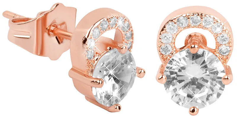 Troli Orecchini placcati oro rosa con cristilla trasparente donna