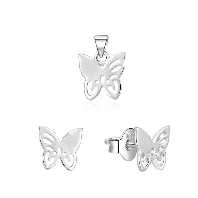 Beneto Set di gioielli in argento farfalle AGSET224L (pendente, orecchini) donna