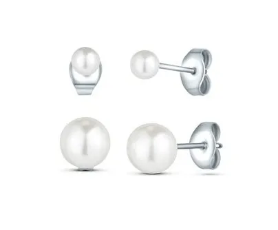 Vuch Set di orecchini di perle in acciaio argentato Kruwen (2 paia di orecchini) donna
