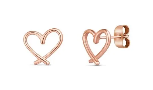 Vuch Orecchini minimalisti in bronzo con cuore in oro rosa Emery donna
