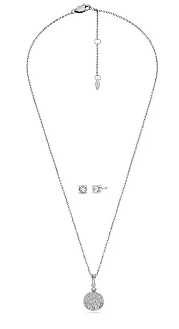 Fossil Set di gioielli in acciaio con zirconi JGFTSET1081 Core Gifts (collana, orecchini) donna