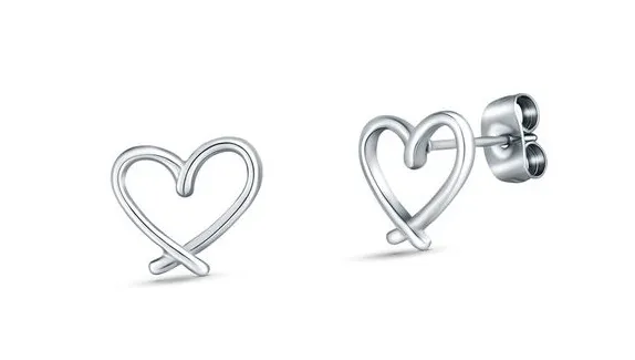 Vuch Orecchini minimalisti in acciaio Cuori Argento Emery donna