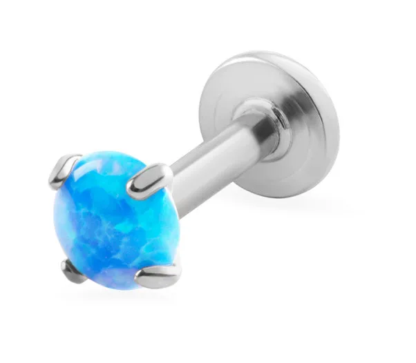 Troli Labret in acciaio con opale sintetico blu - Diametro: 0,3 cm donna