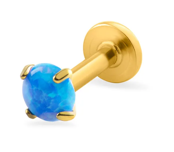 Troli Labret placcato oro con opale sintetico blu - Diametro: 0.3 cm donna