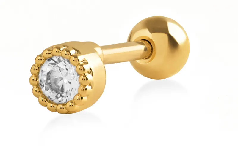 Troli Orecchino piercing placcato oro con cristallo trasparente donna