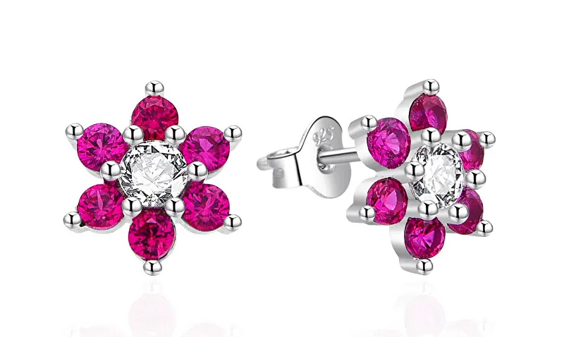 Agato Orecchini in argento Fiori con zirconi fucsia AGT-E155PF donna