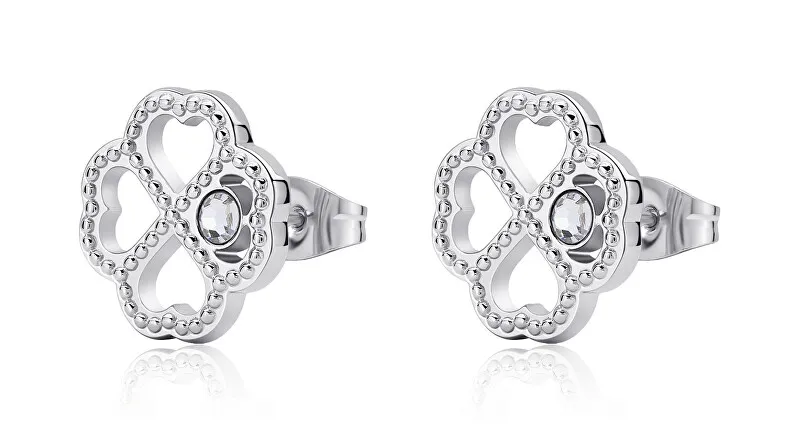 S'Agapõ Orecchini in acciaio Lucky Light Four Leaf SKT51 donna