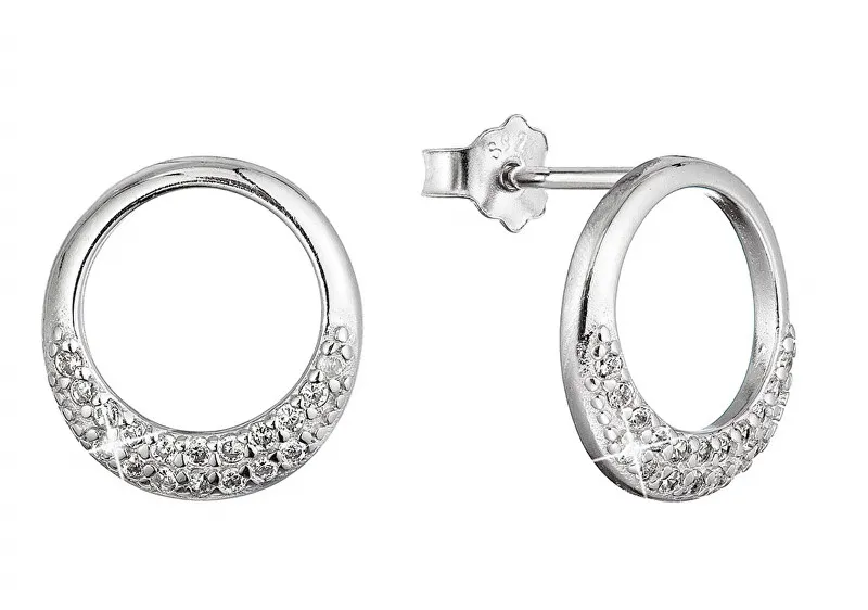 Evolution Group Orecchini minimalisti in argento con zirconi 11528.1 cristallo donna