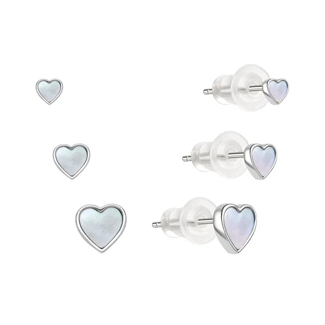 MOISS Set di orecchini a forma di cuore in argento E0004634 (3 paia di orecchini) donna