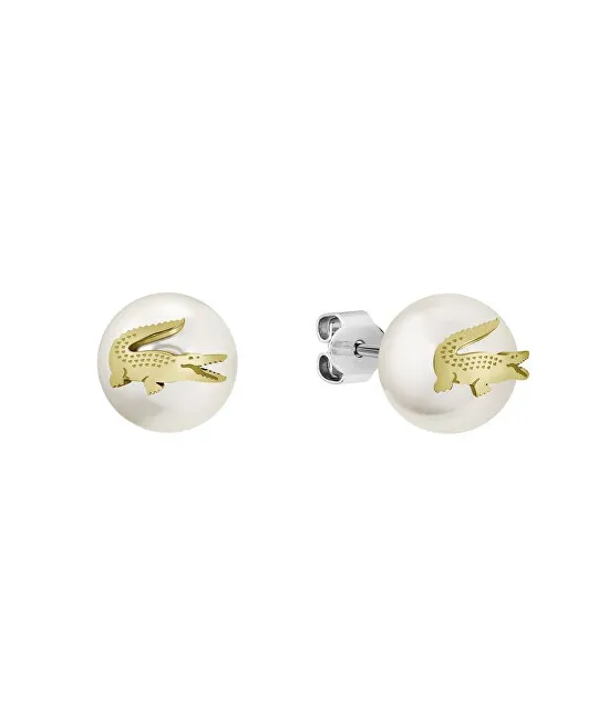 Lacoste Orecchini originali in perle con coccodrillo Matchpoint 2040432 donna