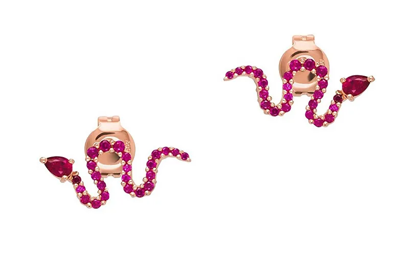 Emporio Armani Orecchini placcati oro Serpente con zirconi fucsia EG3614221 donna
