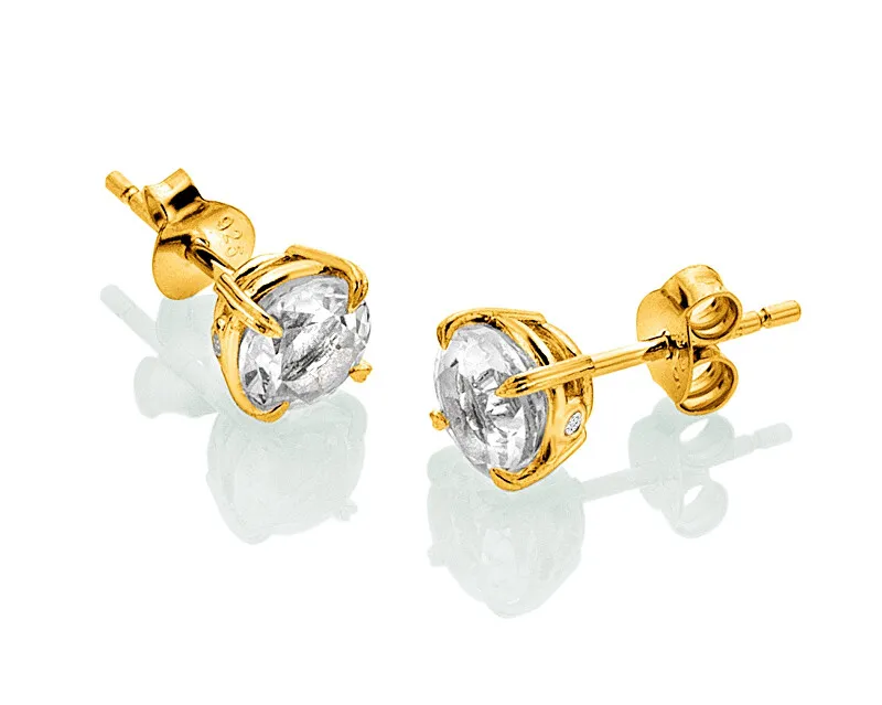 Hot Diamonds Orecchini a bottone placcati in oro con topazi e diamanti Gemstone DE834 donna
