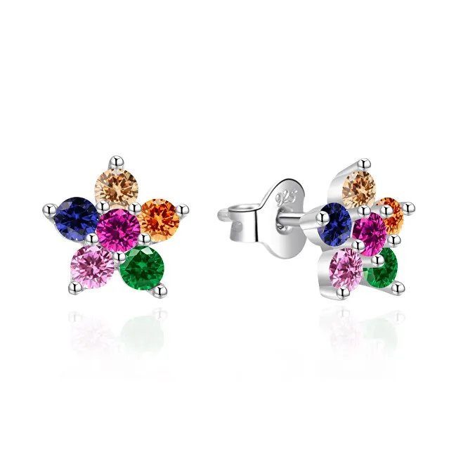 Agato Orecchini a forma di fiore in argento con zirconi colorati AGT-E172PC donna