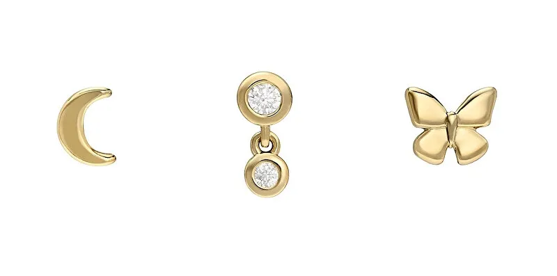 Fossil Set di orecchini a bottone placcati in oro All Stacked Up JA7278SET donna