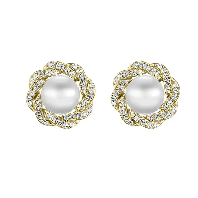 CRYSTalp Lussuosi orecchini placcati oro con cristalli e perle Ricca perla 42310.G donna