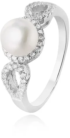 Beneto Anello in argento con cristilla e perla vera AGG205 - Diametro: 50 mm donna