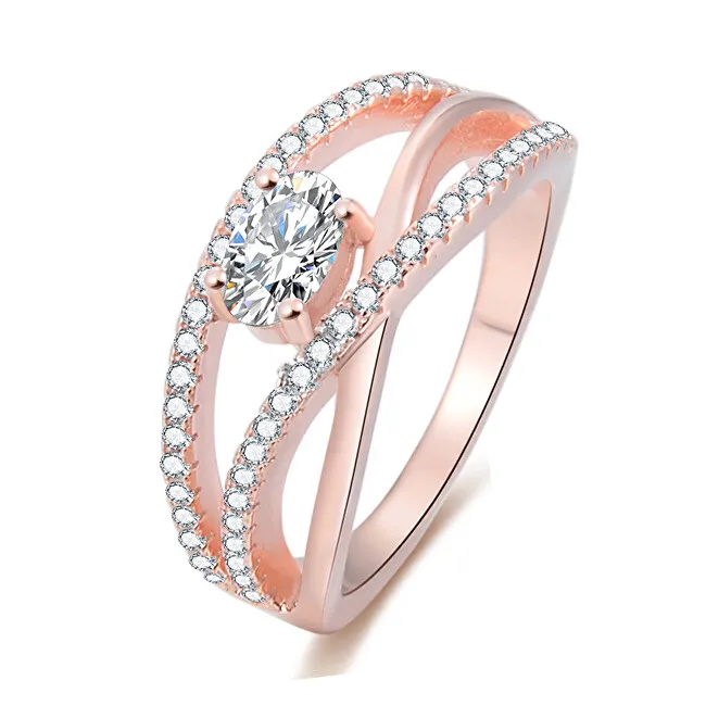 Benet Anello in argento placcato oro rosa con zirconi AGG331 - Diametro: 54 mm donna