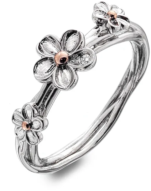Hot Diamonds Anello in argento con fiore Non ti scordar di me DR214 - Diametro: 59 mm donna