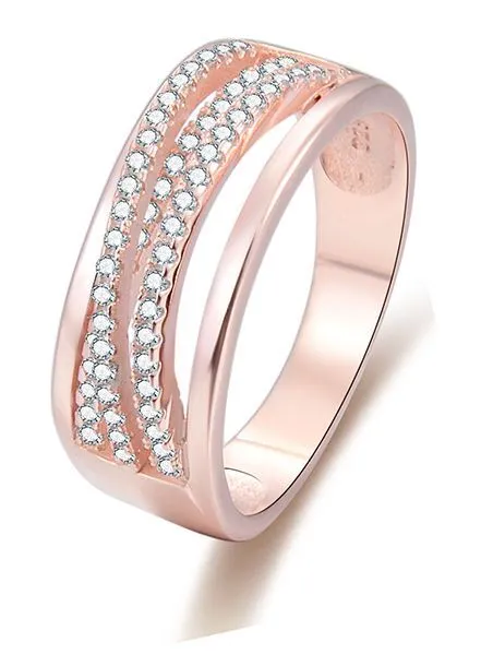 Benet Anello in argento placcato oro rosa con zirconi AGG340 - Diametro: 52 mm donna