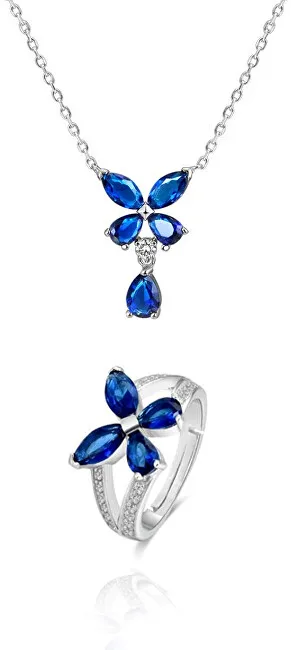 Beneto Parure di gioielli in argento con motivo floreale AGSET283 (collana, anello) donna