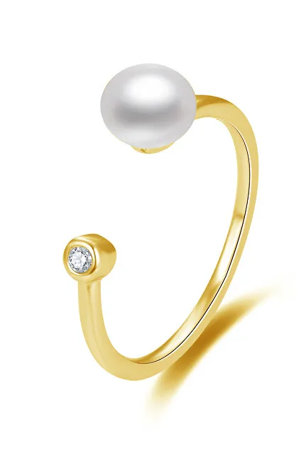 Beneto Anello aperto placcato oro con vera perla d'acqua dolce AGG467-G donna