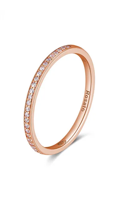 Anello Rosato minimalista in bronzo con zirconi Allegra RZA030 - Diametro: 54 mm donna