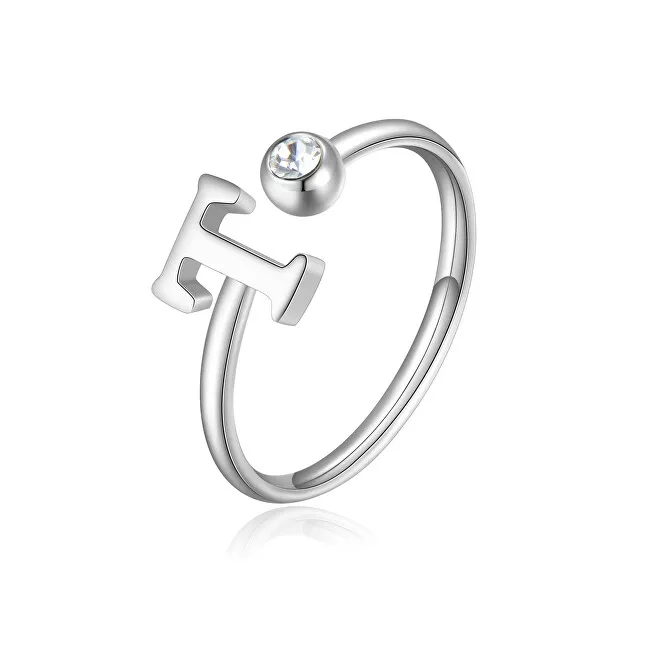 S'Agapõ Elegante anello a T in acciaio con cristallo Click SCK190 donna