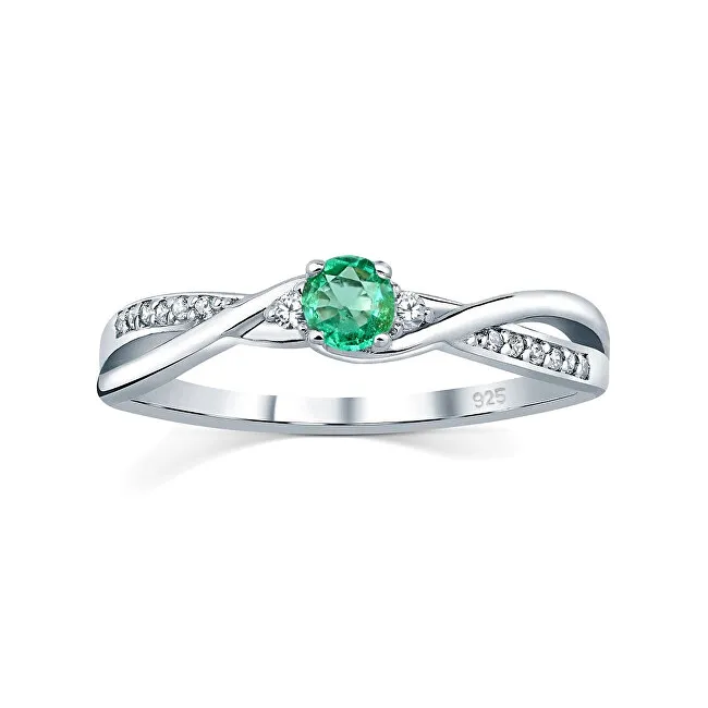 Silvego Anello in argento con vero smeraldo naturale JJJR1100ER - Diametro: 50 mm donna