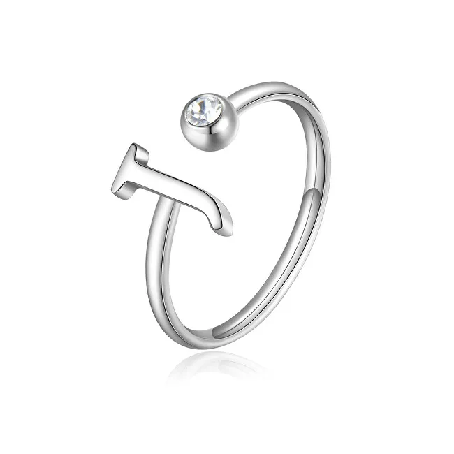 S'Agapõ Elegante anello in acciaio J con cristallo Click SCK181 donna