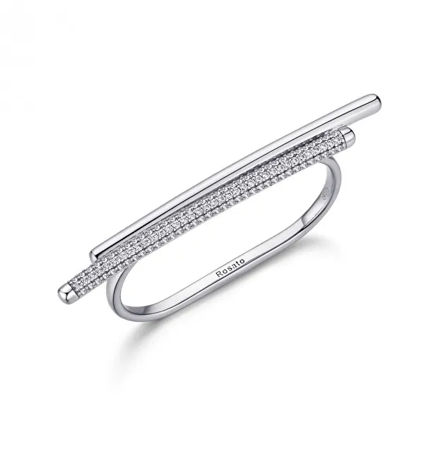 Rosato Anello moderno doppio in argento con zirconi Bianca RZBI35 donna